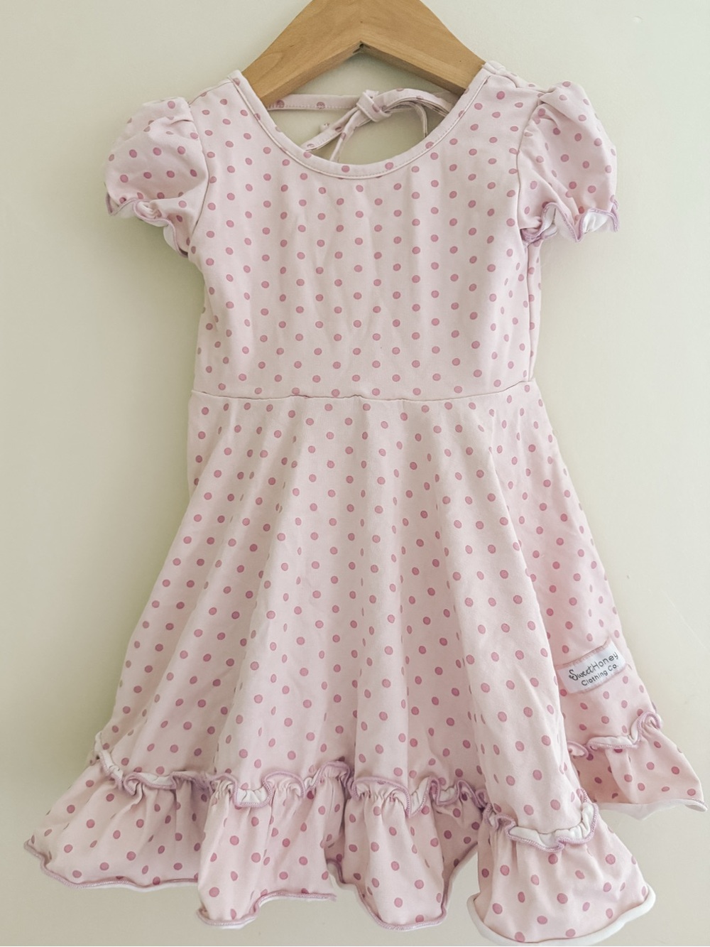 SweetHoney Pink Polka Dot' Ruffle Hem Dress